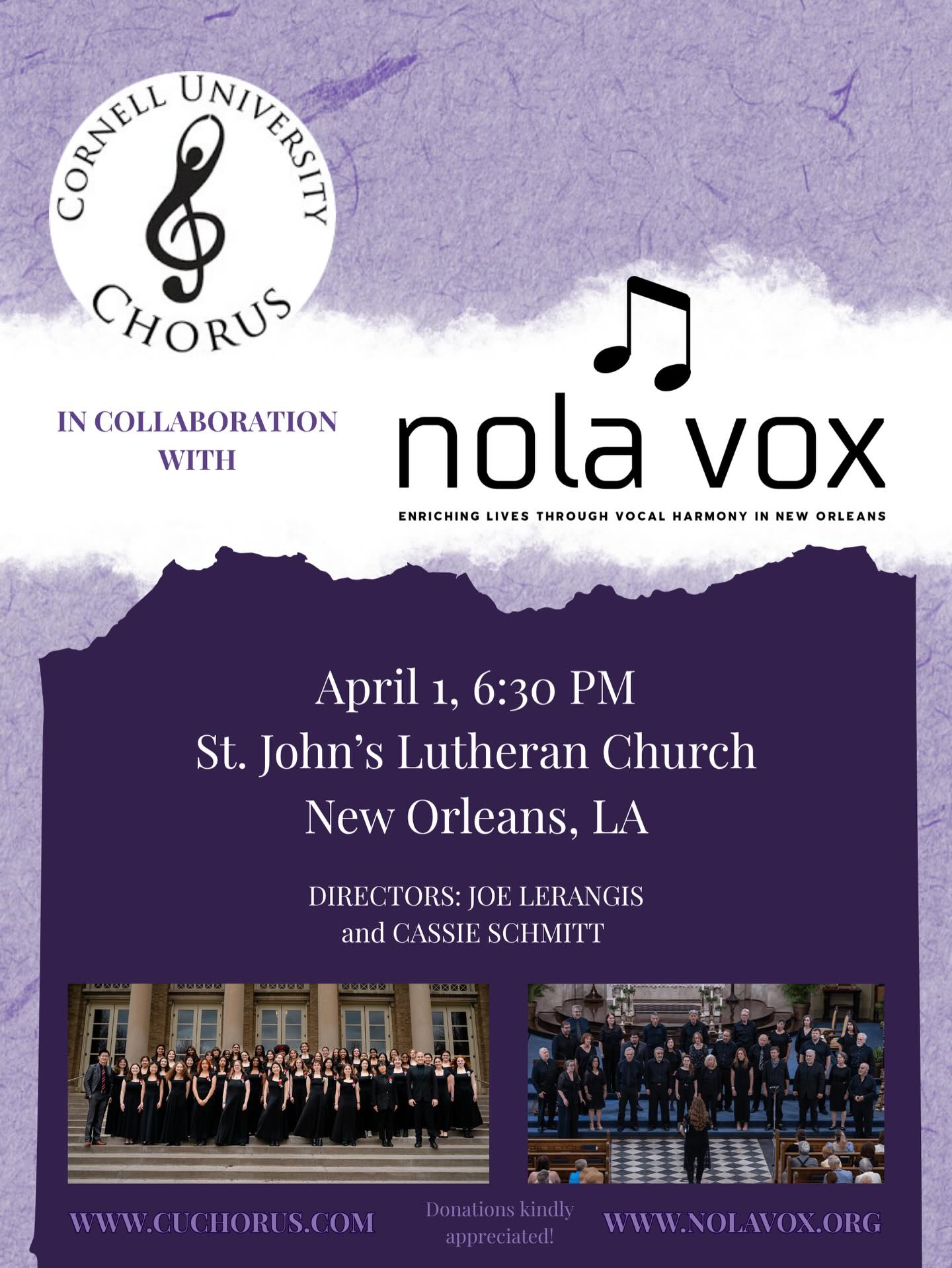 NOLA Vox Performance with Cornell University Chorus